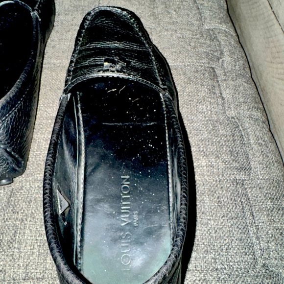 Louis Vuitton Black Leather Drivers Logo Bow Slip On Loafers - Picture 2 of 7